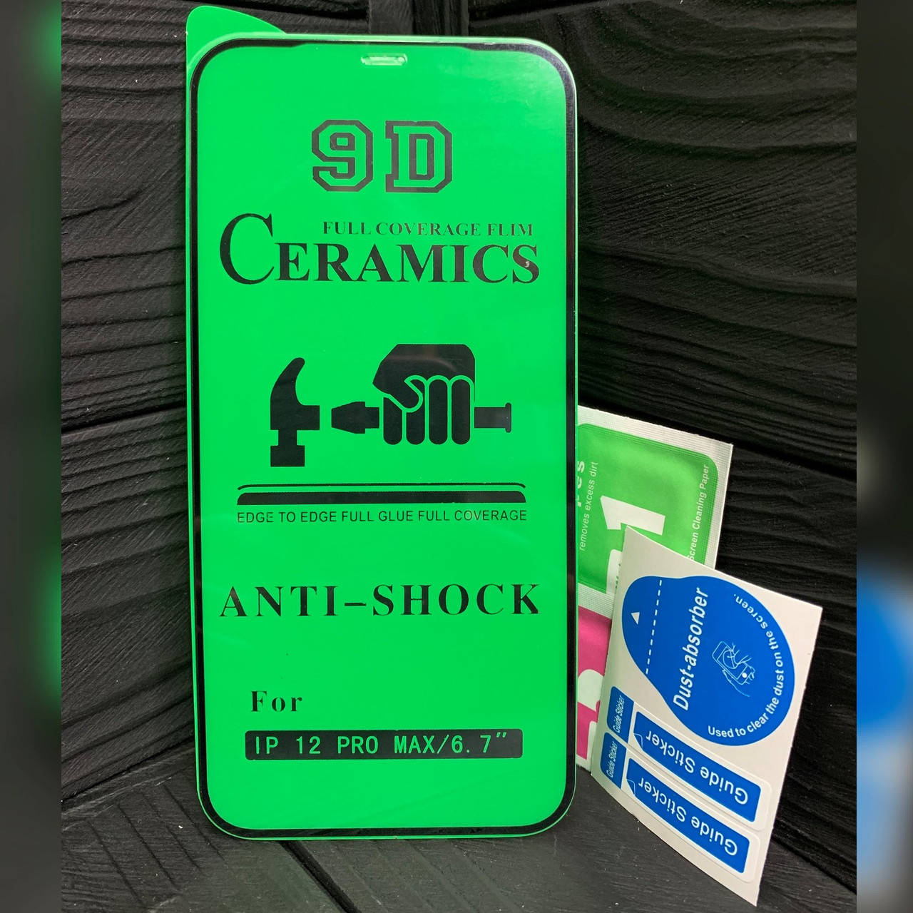 

Керамическое защитное стекло для iPhone 12 Pro Max Ceramic чёрное, Прозрачный
