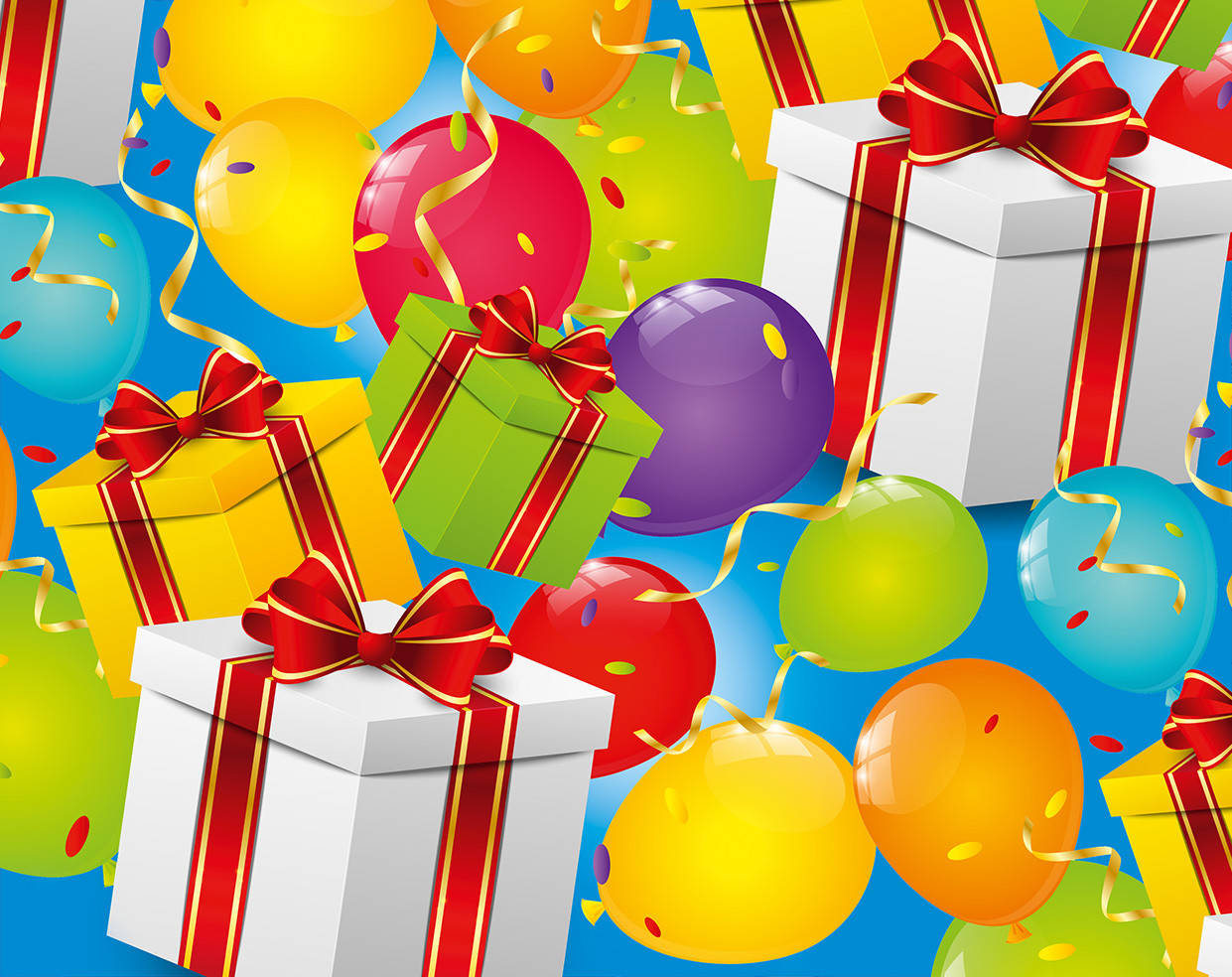 

Подарочная бумага для упаковки "Подарки и шарики", 5 шт/уп