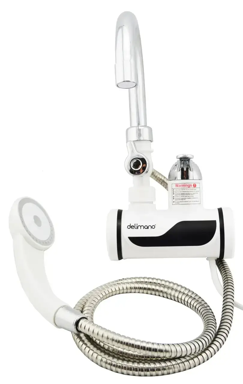 

Проточный водонагреватель с душем Delimano 3000 Вт на кран (подключение со стены)