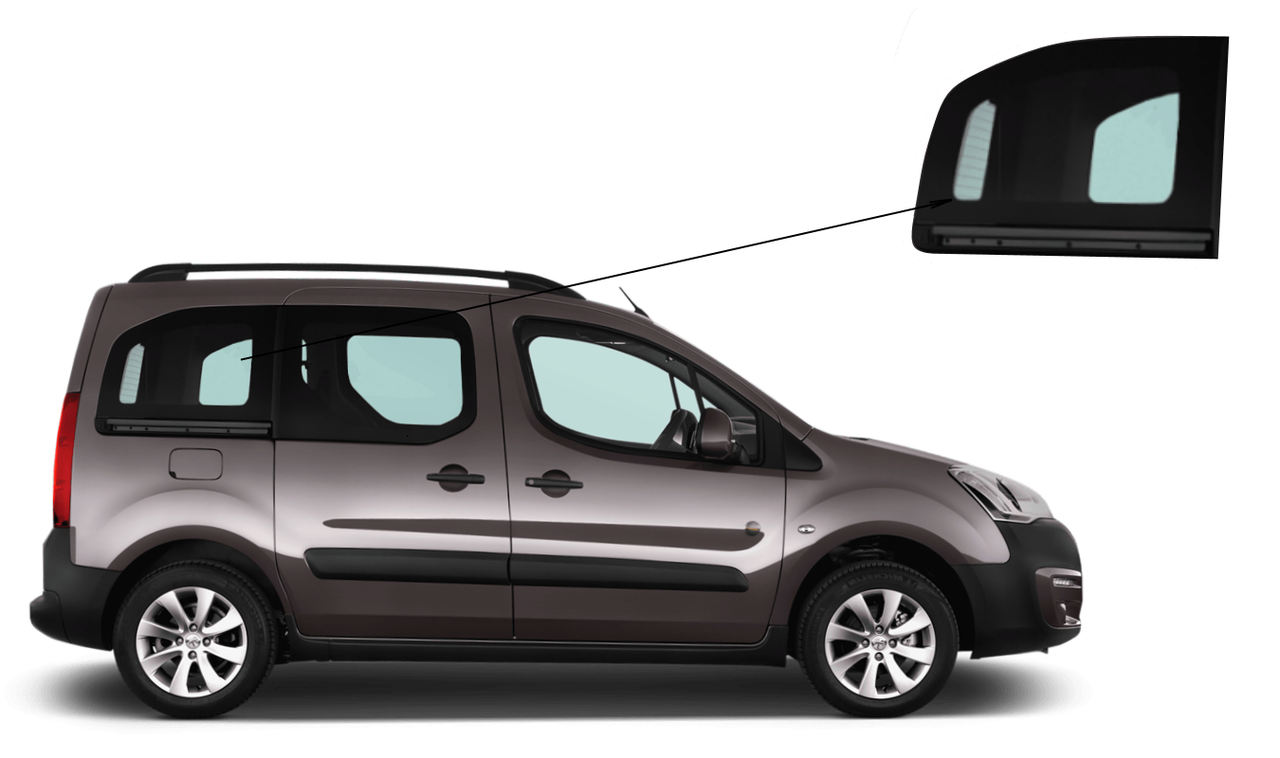 

Боковое стекло Peugeot Partner 2008-2018 заднее правое
