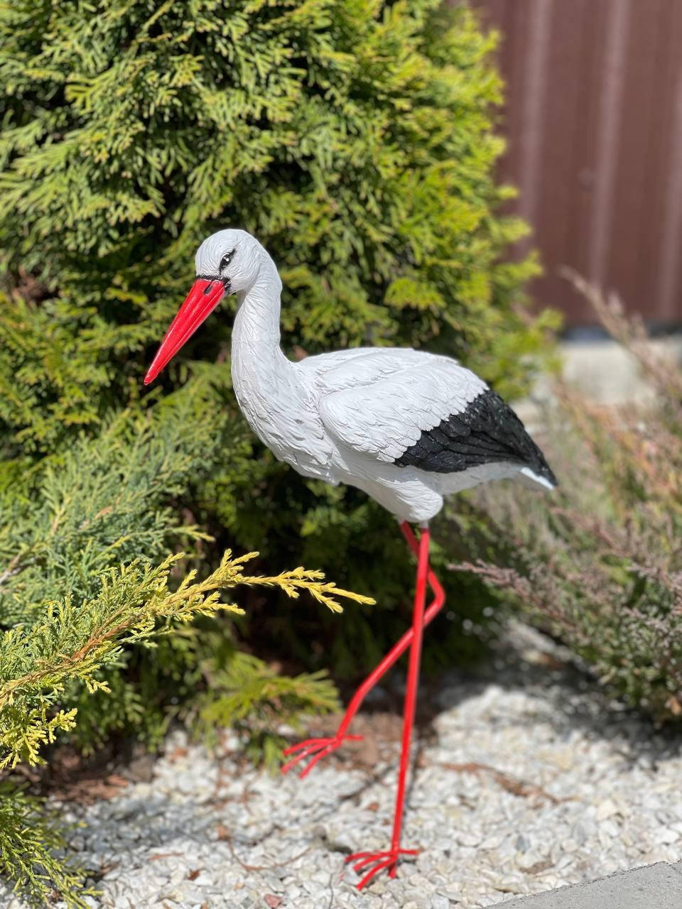 

Садовая фигура с полистоуна Аист малый №2, Белый