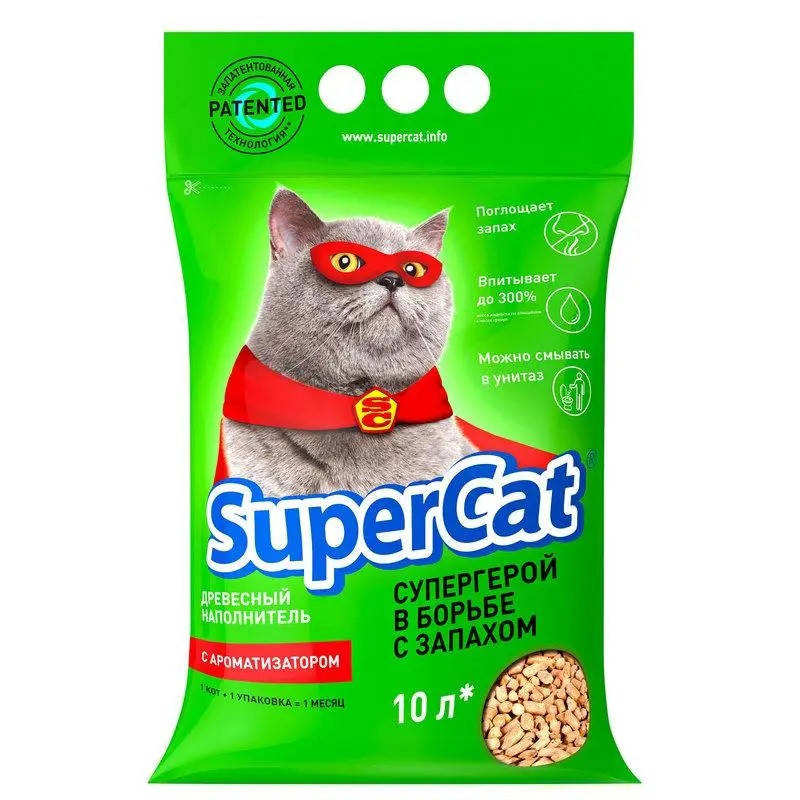 

Наполнитель для кошачьего туалета SuperCat с ароматизатором Древесный впитывающий 3 кг (5 л) (3551)