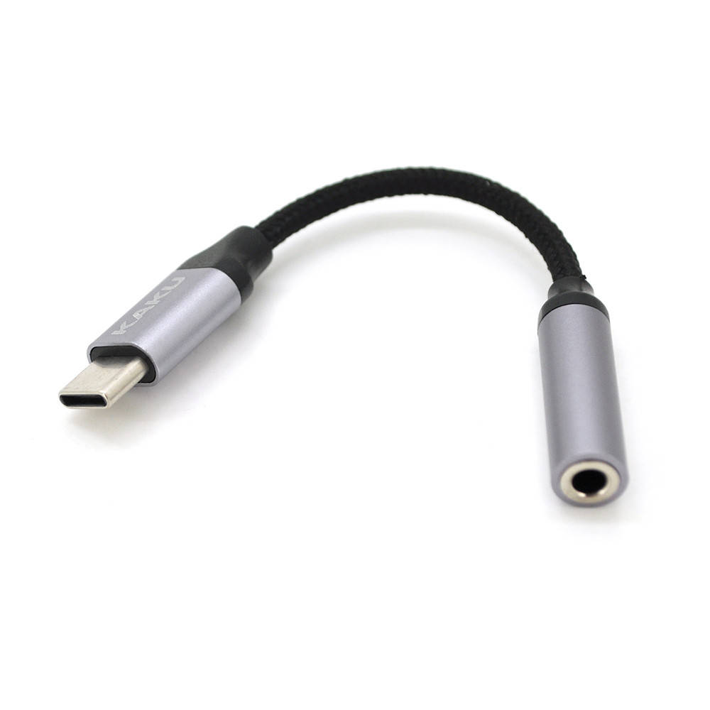 

Переходник KSC-428 Type-C(M) => Jack 3.5mm(F), 5см, Black/Silver, Box