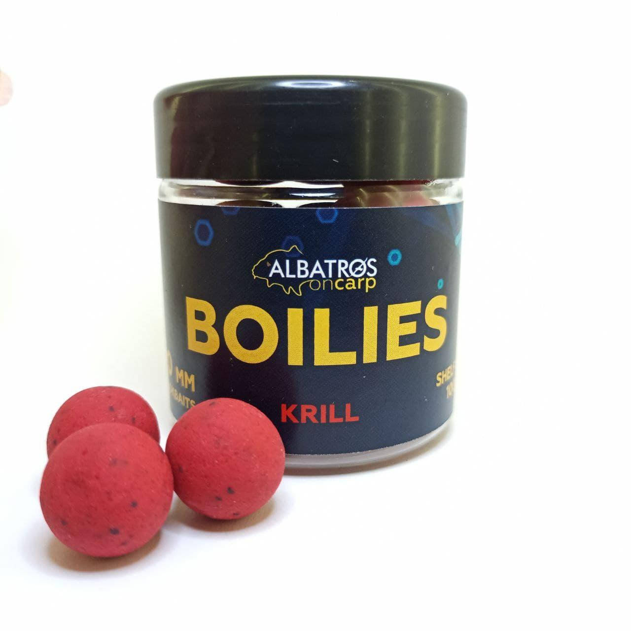 

Бойлы насадочные вареные Krill (КРИЛЬ) 20 мм "Albatros on Carp"