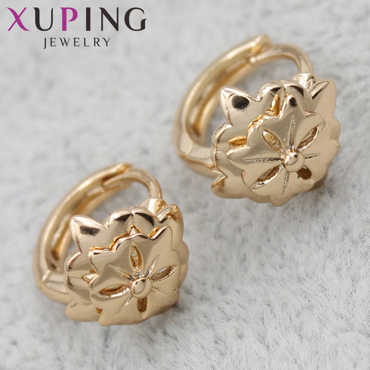 

Серьги кольца конго золотистого цвета Xuping Jewelry медицинское золото цветок 24K