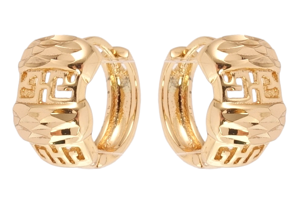 

Серьги Xuping Позолота 18K колечки "Декоративный резной орнамент с насечками"