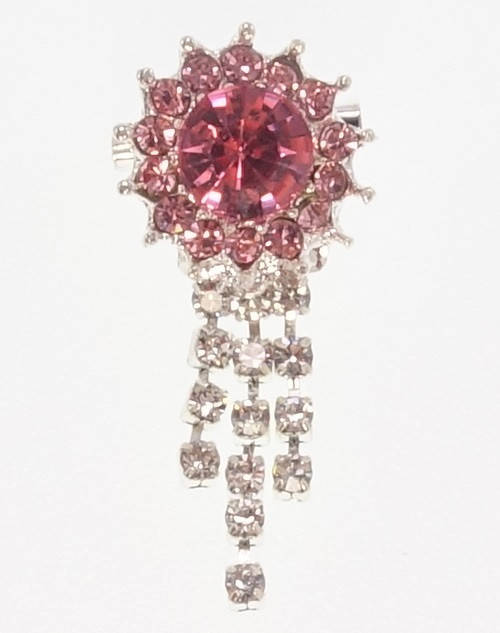 

Брошь "Розовый кристальный цветочек с подвесками из страз"