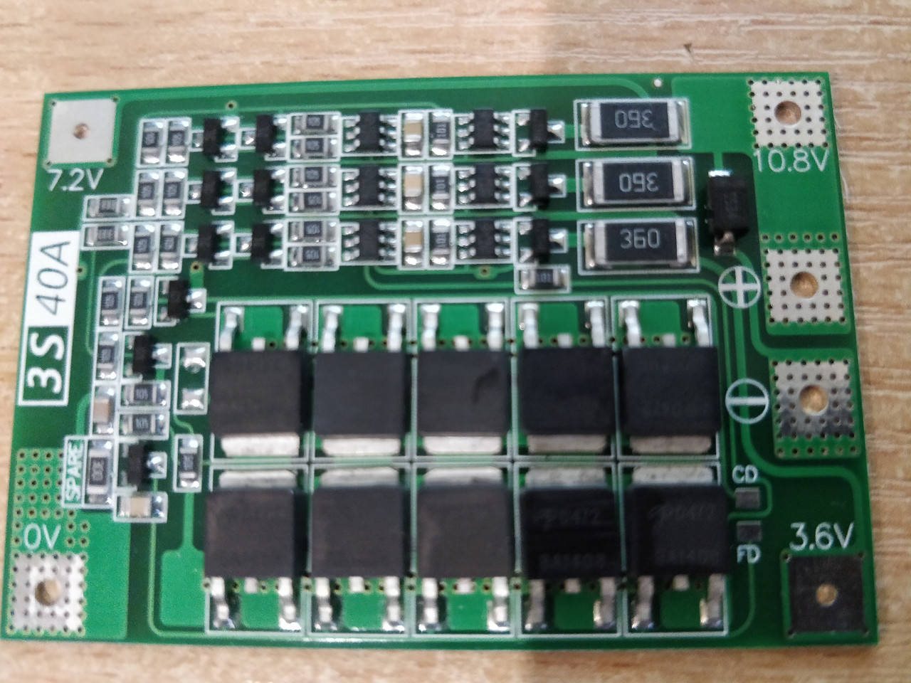 

BMS Контроллер заряда/разряда, Плата защиты 3S LifePO4 9.6V 40A С Балансом