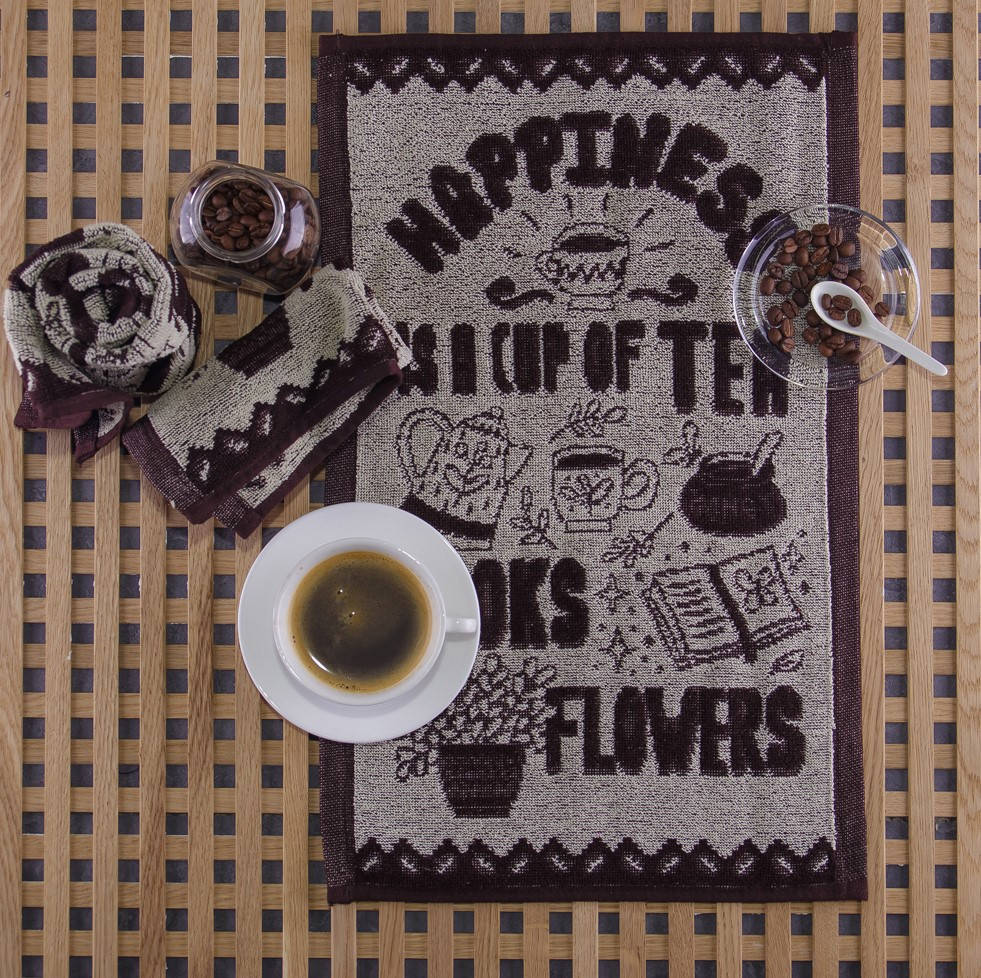 

Полотенце махровое кухонное Речицкий текстиль 50х30 Счастье, Коричневый