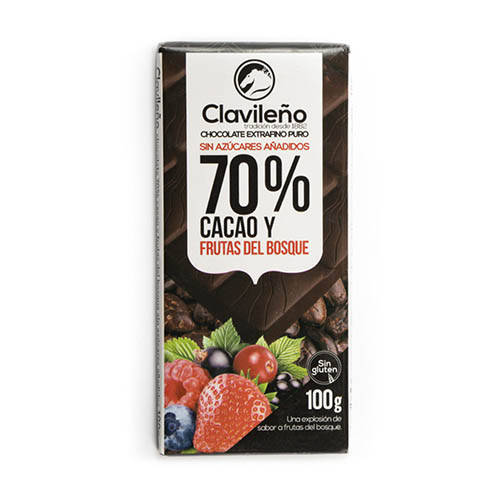 

Шоколад черный CLAVILENO какао 70% с лесными ягодами без сахара, без глютена 100г
