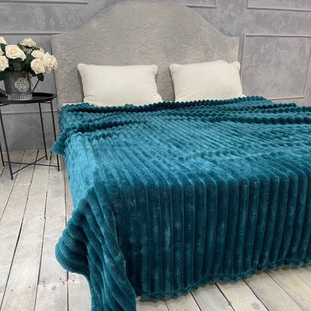 

Плюшевий плед шарпей широка смуга морська хвиля ТМ Cappone 200х230 см