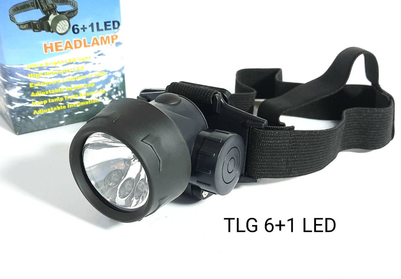 

Налобный фонарь со светодиодами TLG 6+1LED, Черный