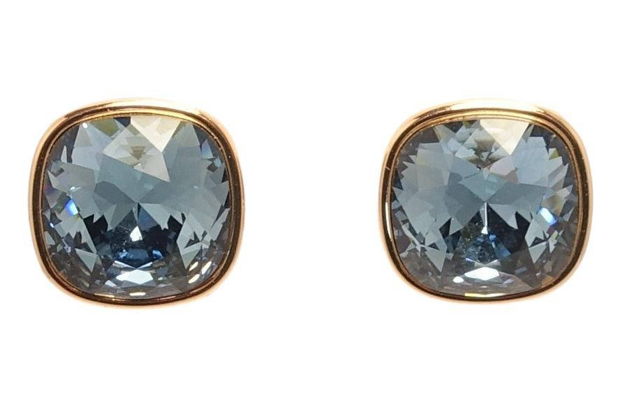 

Серьги ХР Позолота 18K с кр-ми Swarovski гвоздики "Граненный кристалл Montana" 11х11 мм