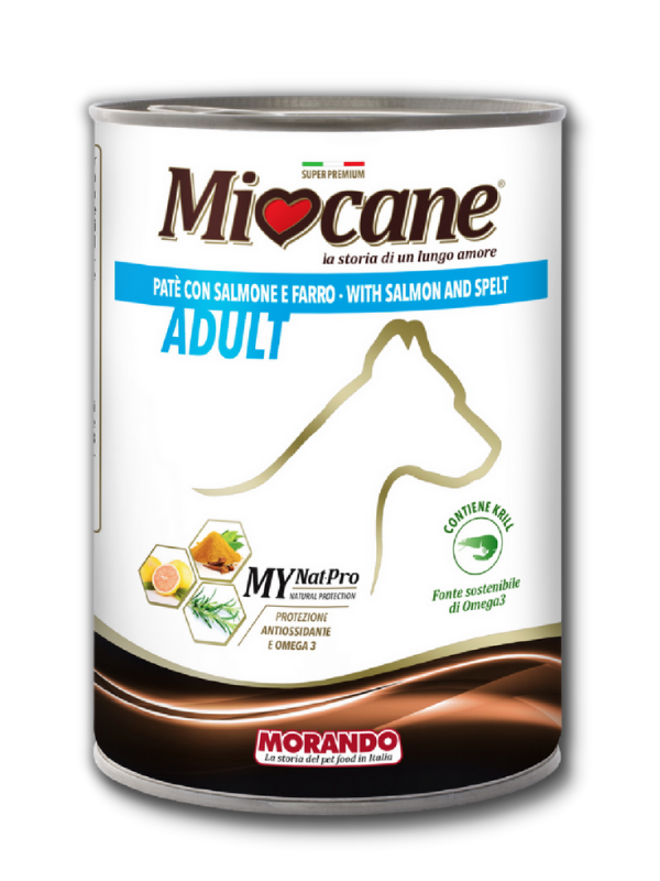 

Консервы для собак Morando MioCane, с лососем и полбой 400 g