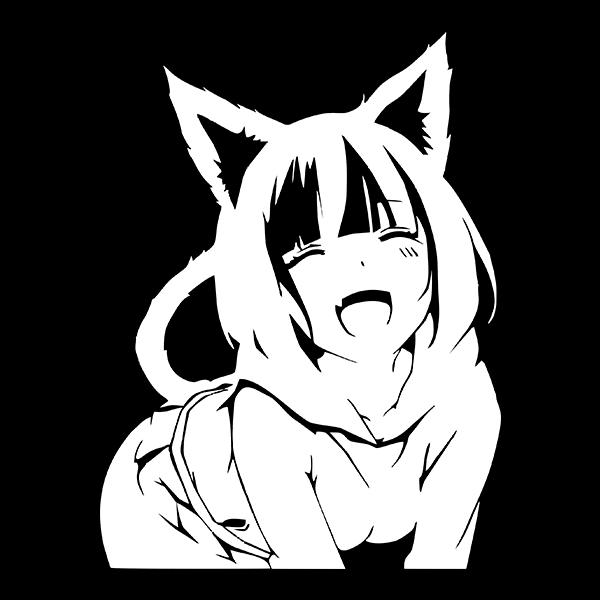 

Wifu anime cat girl Наклейка на авто вологостійка, всі кольори , білий