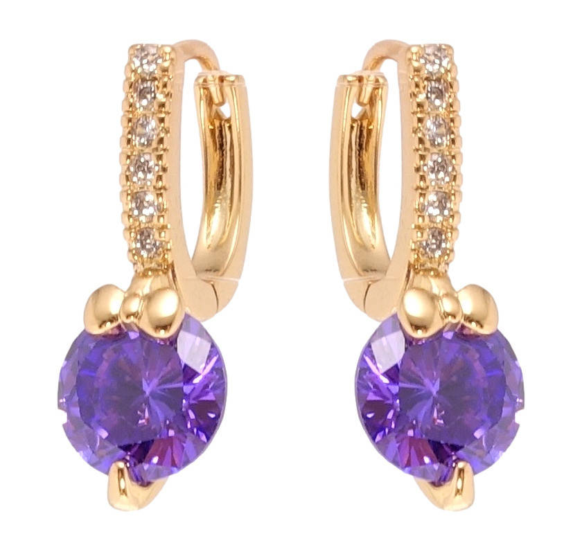 

Серьги Xuping Позолота 18K колечки "Сиреневые фианиты с бантиками на дорожке циркония"
