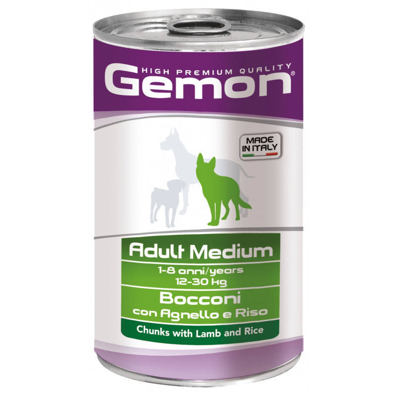 

Влажный корм Gemon Dog Adult Medium кусочки с ягненком и рисом для собак средних пород 1250 гр