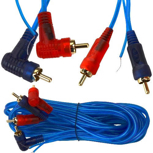 

Шнур соединительный, 2 штекера RCA - 2 штекера RCA угловых, "gold", диам.-3+1+3мм, прозрачно-синий, 5м