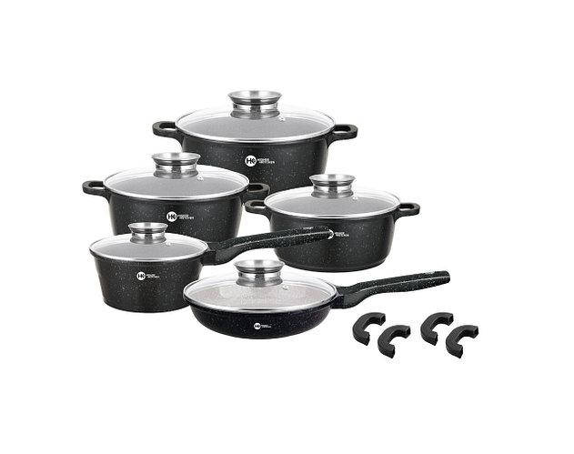 

Набор посуды с гранитным покрытием на 14 предметов Higer Kitchen НК-305 Черный