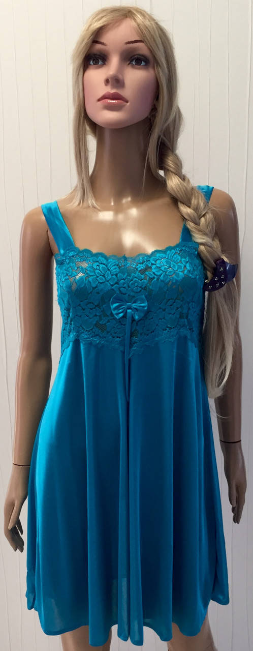 

Ночная рубашка мокрый шелк, Бирюзовый