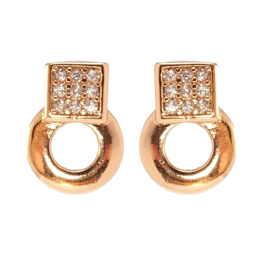 

Серьги Xuping Позолота РО гвоздики (пусеты) "Квадраты с колечками"