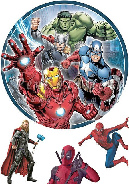 

Вафельна картинка для кондитерских виробів "Супергерої", (лист А4)