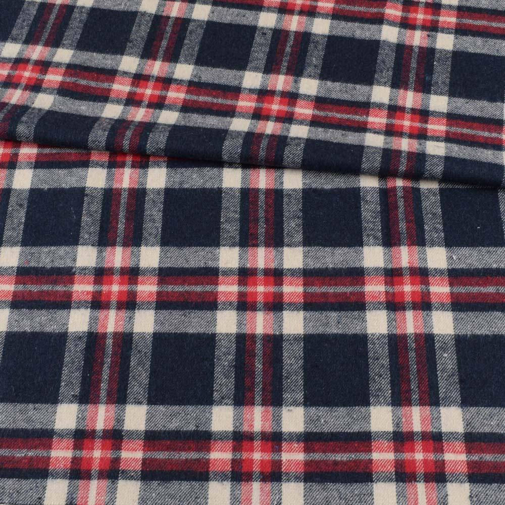 

Фланель рубашечная синяя темная в красно-молочную клетку ш.147 (14908.014)