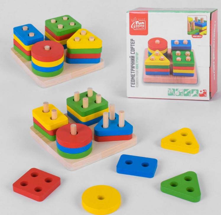 

Геометрический сортер Tree Toys Квадрат Пирамидки с фигурами, Разные цвета