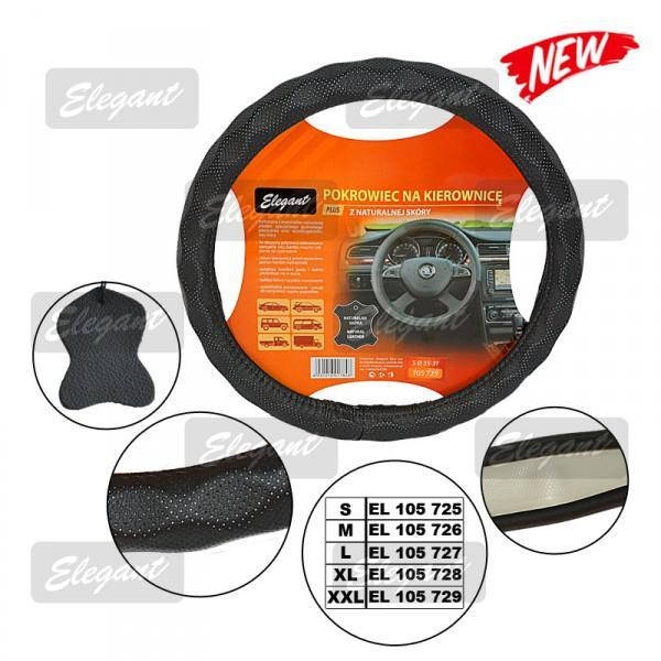 

Чехол руля кожаный черный массаж, перфорация "XXL" (45см) Elegant 105729 (1 шов)