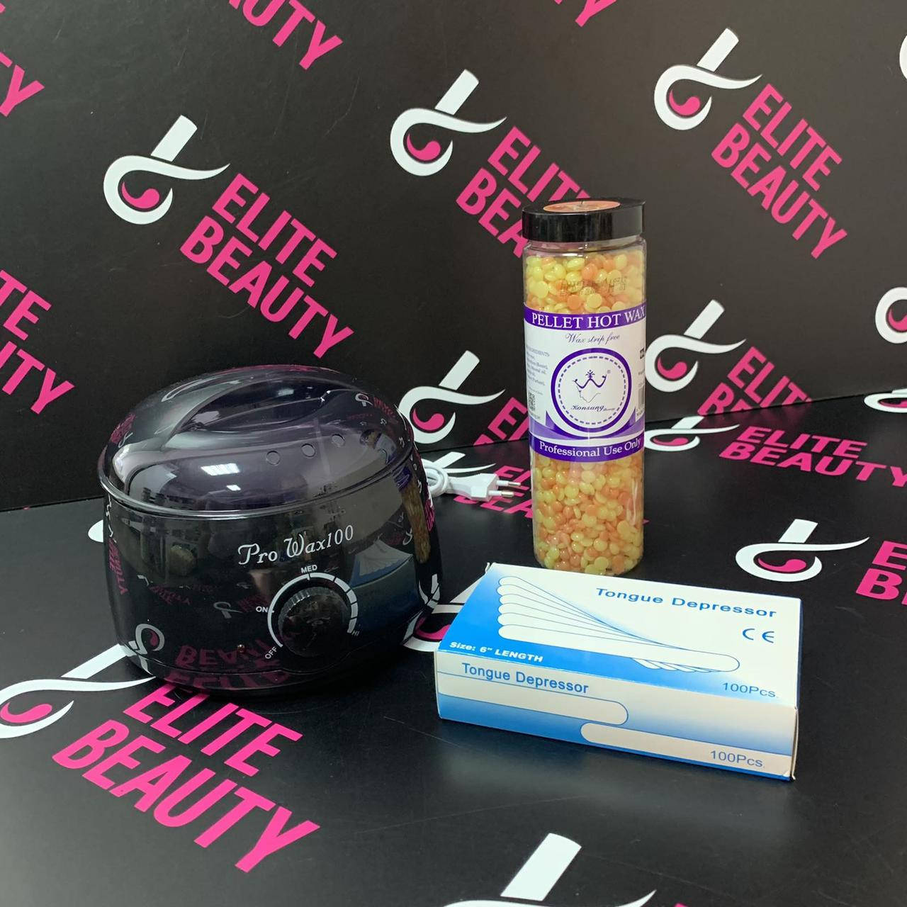 

Набор воскоплав ProWax-100 черный, воск в банке 400 г и шпатели