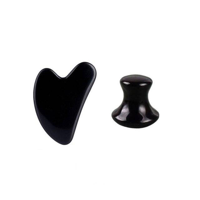 

Набор нефритовых массажёров скребок и грибок гуаШа Черный