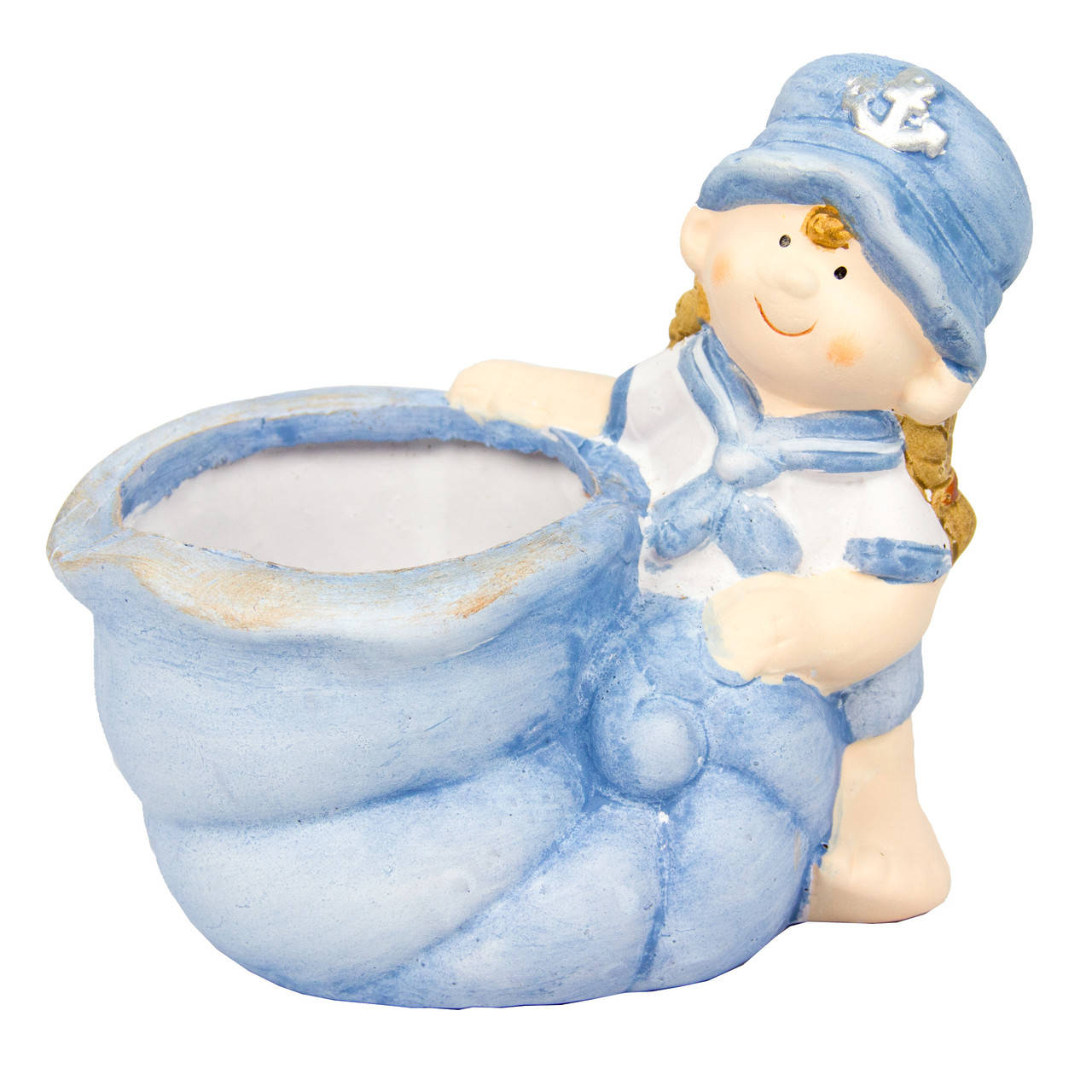 

Садовая декорация - кашпо девочка, 13,7x13,5x8,5 см, голубой, керамика (820238-1)