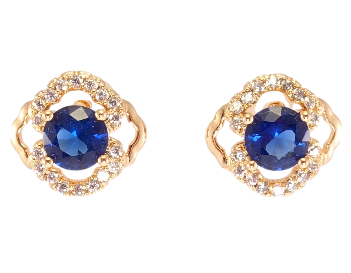 

Серьги Xuping Позолота 18K гвоздики (пусеты) "Синие кристаллы в фигурной оправе"