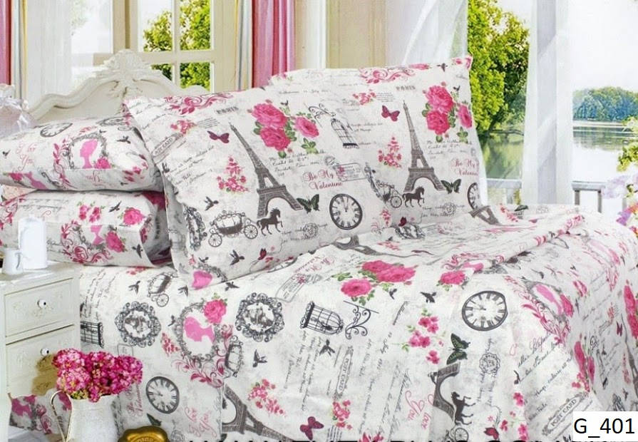 

Белье постельное с рисунком Париж ткань бязь голд двухспальный