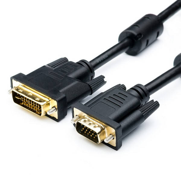 

Кабель DVI-I > VGA 1.8m (2 феррита), ATcom, чёрный (16143), Черный