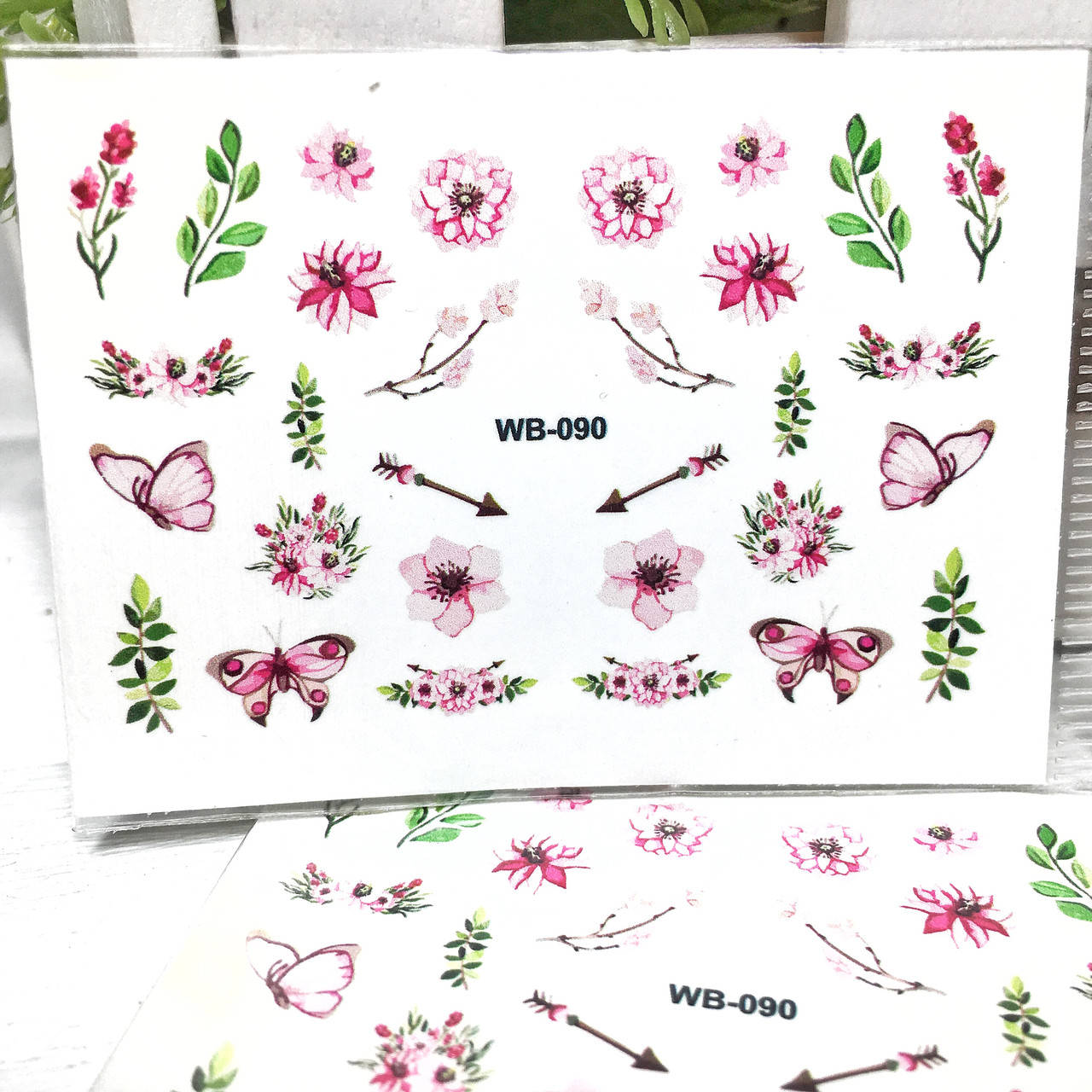 

Слайдер-дизайн, водные наклейки для ногтей, с напылением WB-090, Разные цвета