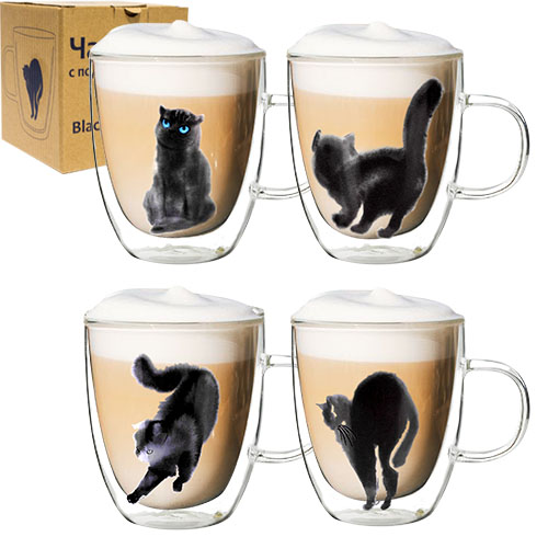 

Чашка с двойной стенкой 400мл Black cat