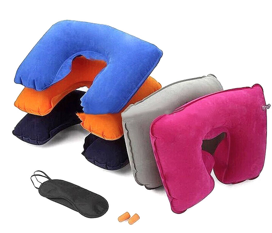 

Надувная дорожная подушка с маской для сна и берушами Travel Selection