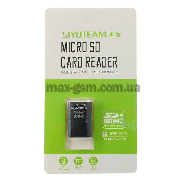 

Картридер T18 (MicroSD) black, Черный