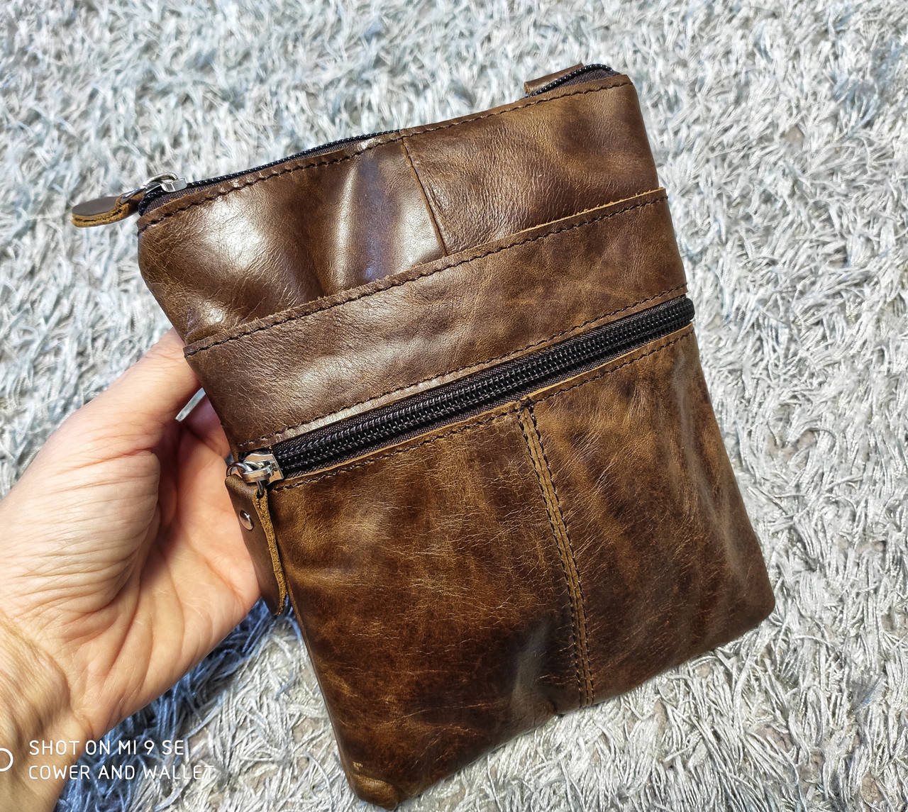 

Маленькая тонкая мужская кожаная сумка через плечо PS Leather, Коричневый