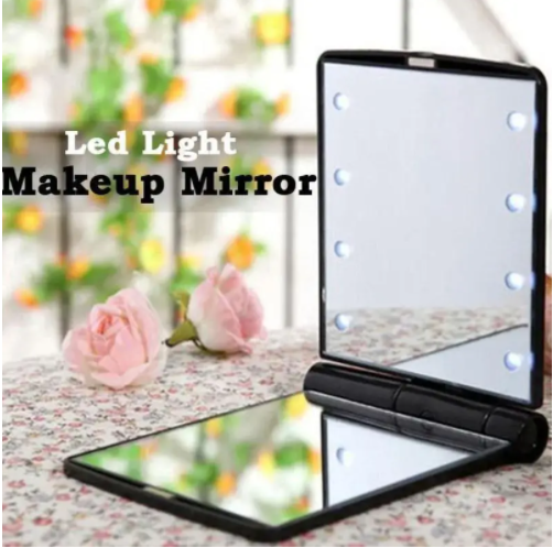 

Мини зеркало для макияжа складное Travel Mirror Pink, Карманное зеркало с подсветкой на 8 светодиодов Shopay