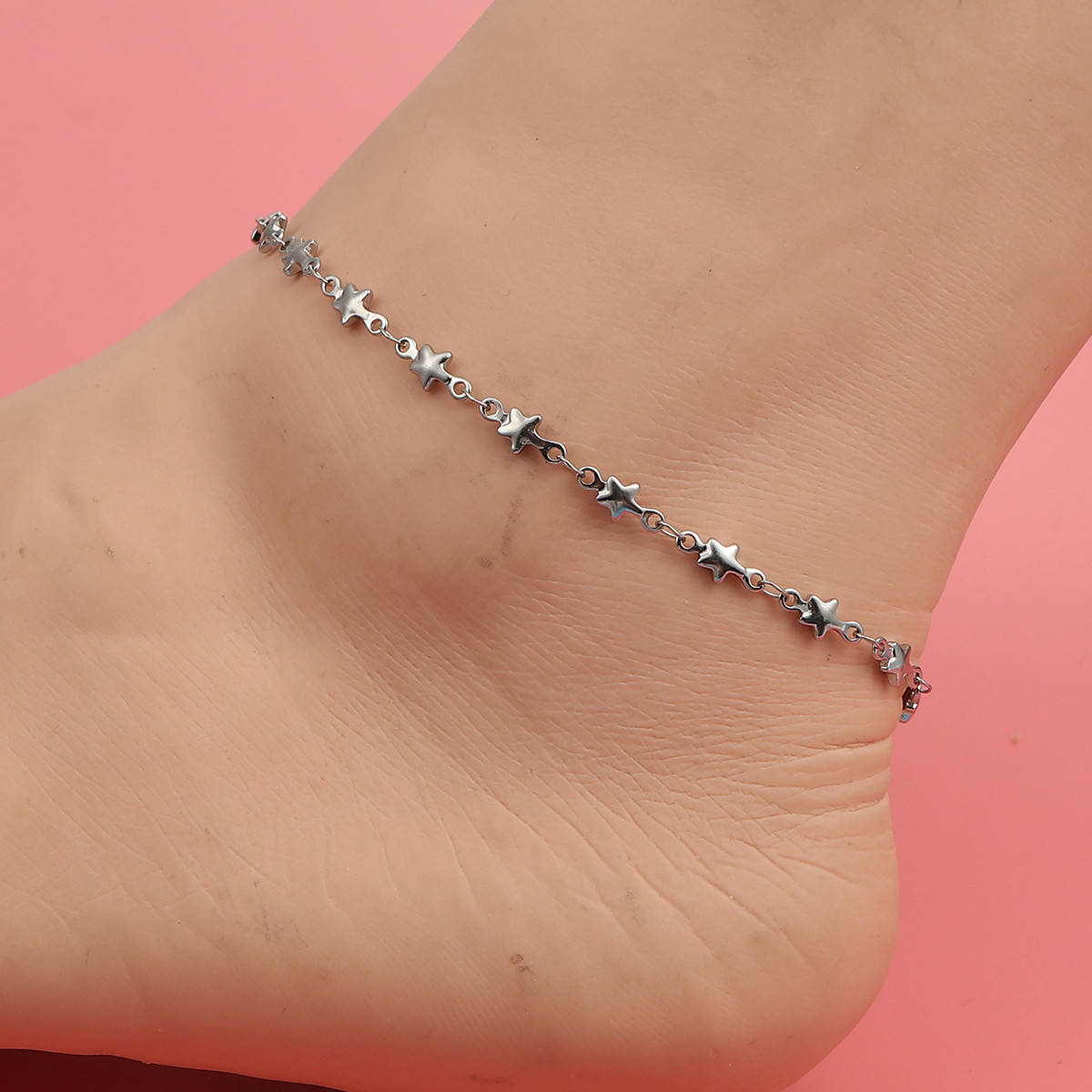 

Браслет для ноги, Цепочка на ногу, Звезда, Нержавеющая сталь, Цвет: металл, 23 см