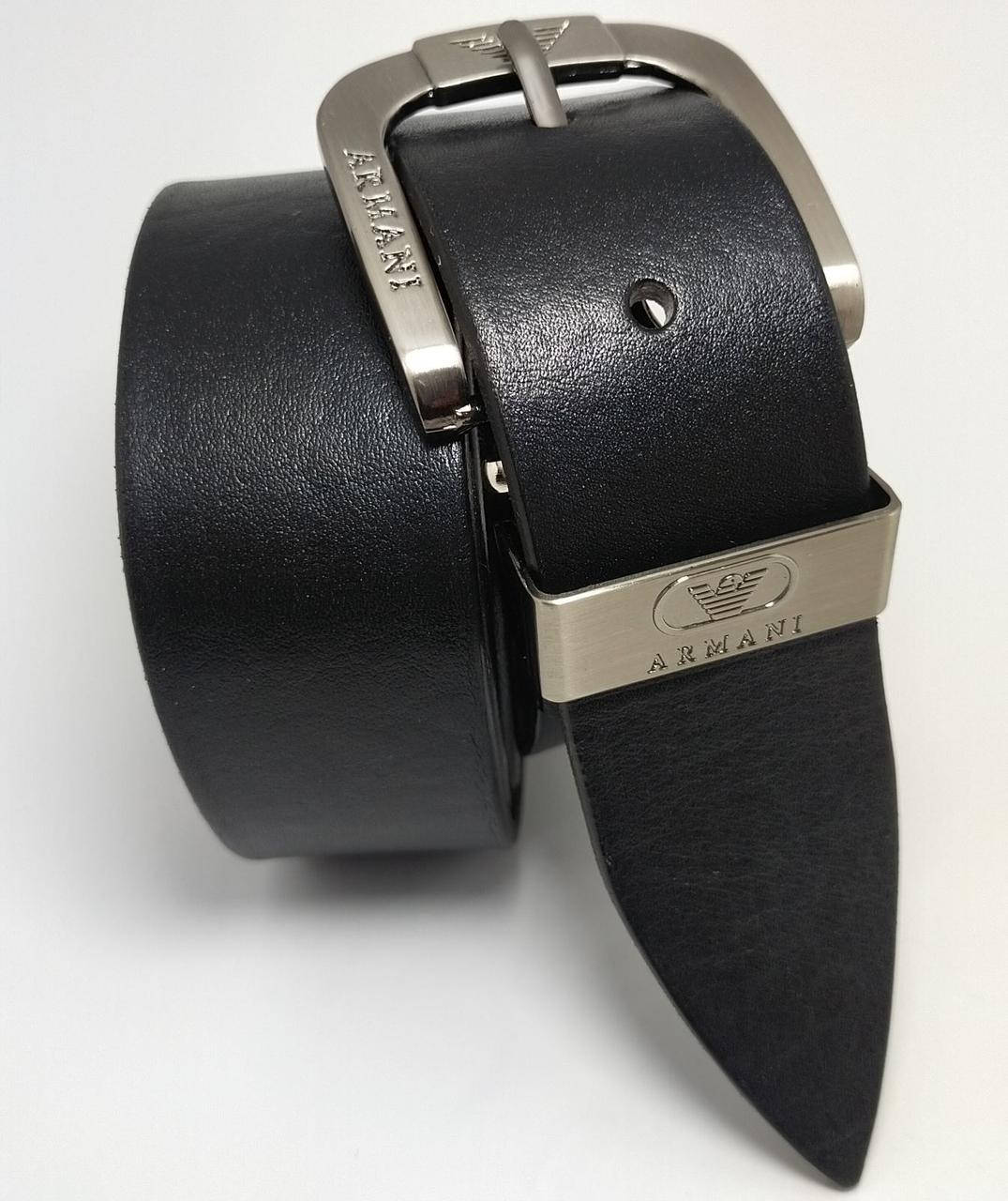 

Ремень джинсовый кожаный с надписью бренда на пряжке Арт.:RMJK0008-40, Черный