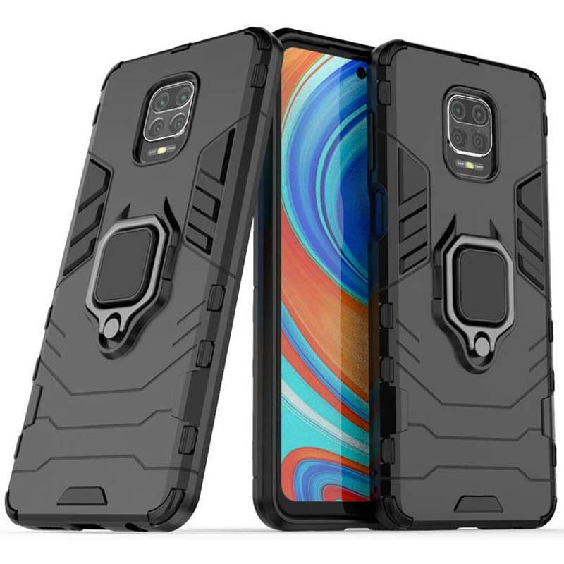 

Чехол для Xiaomi Redmi Note 9 Pro противоударный с кольцом подставкой чехол на сяоми нот 9 про черный Dwr