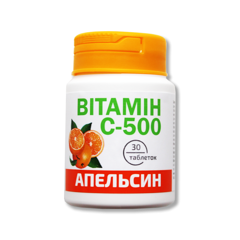 

Витамин С-500 со вкусом апельсина 30 таблеток по 500 мг Красота та Здоров'я