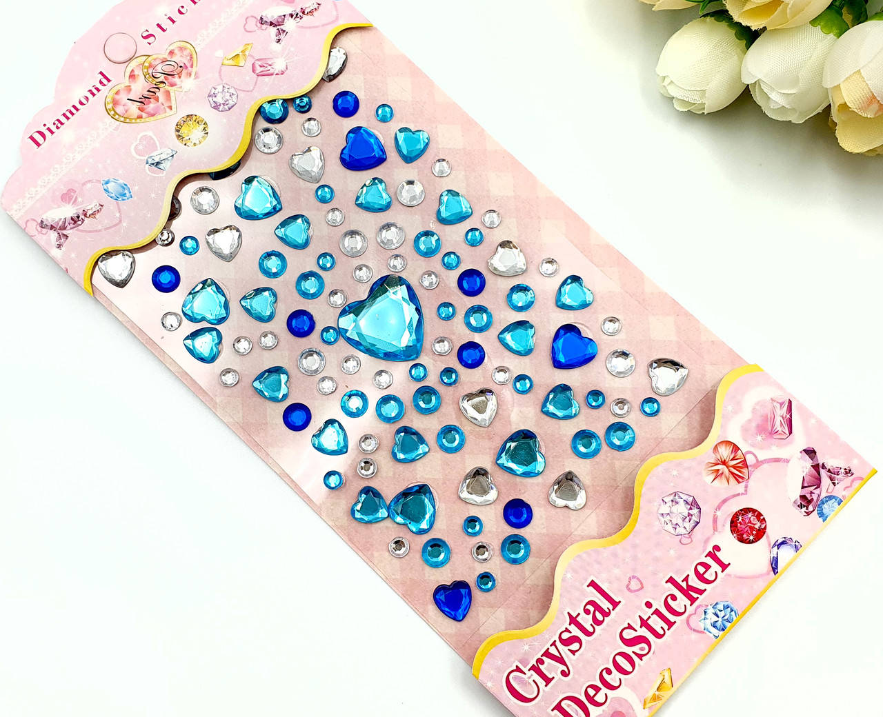 

Стразы наклейки Ø5,8,10мм на планшетке (размер планшетки 10х22см)