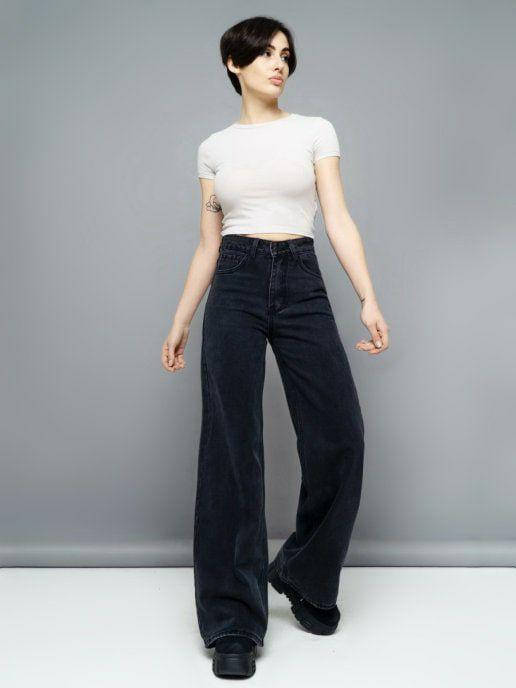 

Джинсы женские палаццо темные , женские стильные джины палаццо. Джинсы палаццо