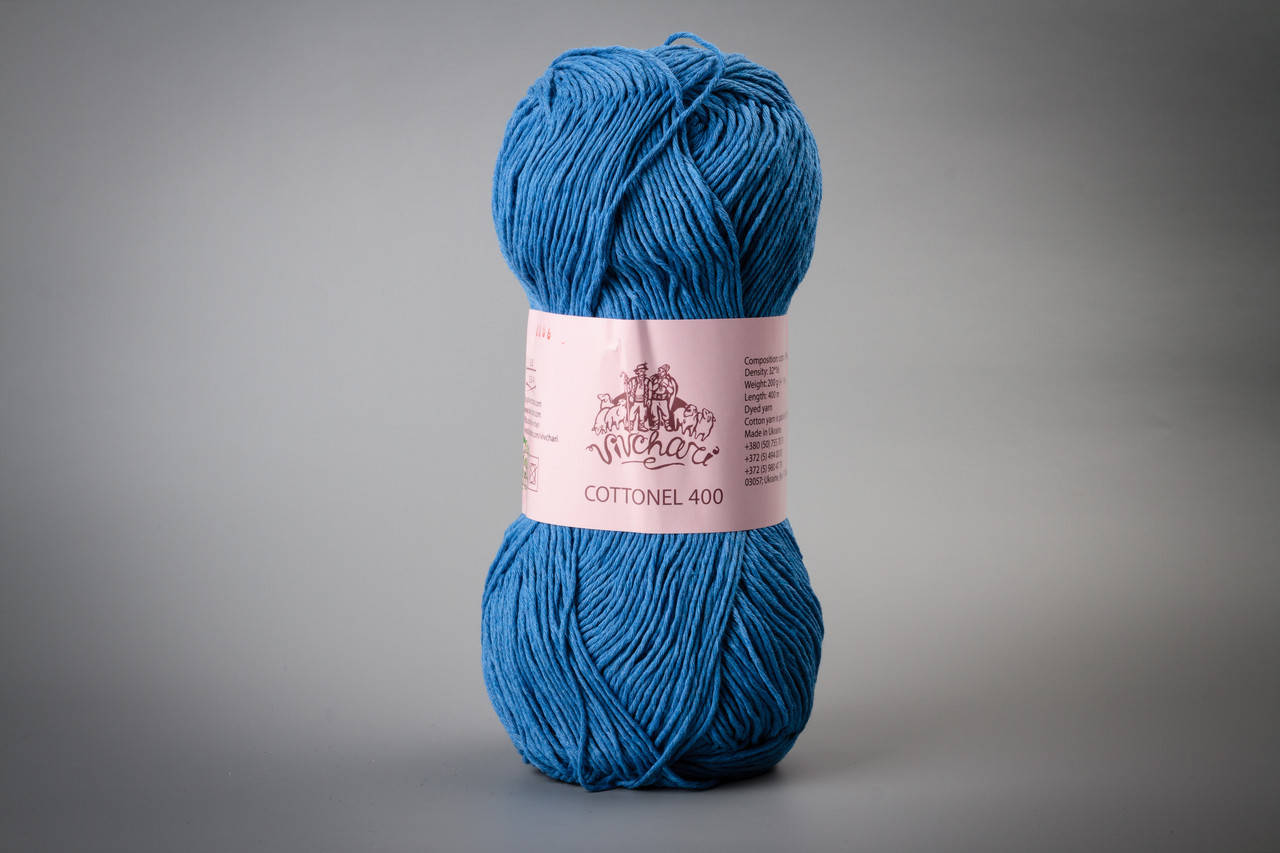 

Пряжа хлопковая Vivchari Cottonel 400, Color No.2006 насыщенный голубой