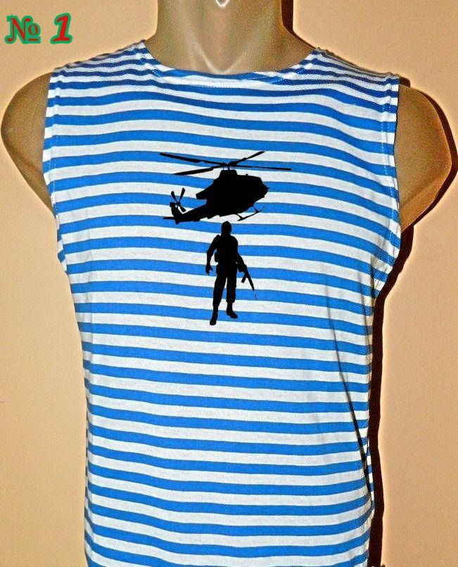 

Майка тельняшка голубая полоска ВДВ 100% хлопок с принтом