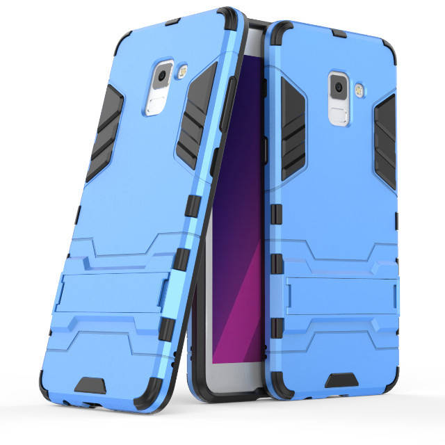 

PC + TPU чехол Metal Armor для Samsung Galaxy A8 (2018) ​(6 цветов) голубой